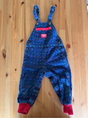 OshKosh B'gosh Navy Corduroy Overalls with Red Accents